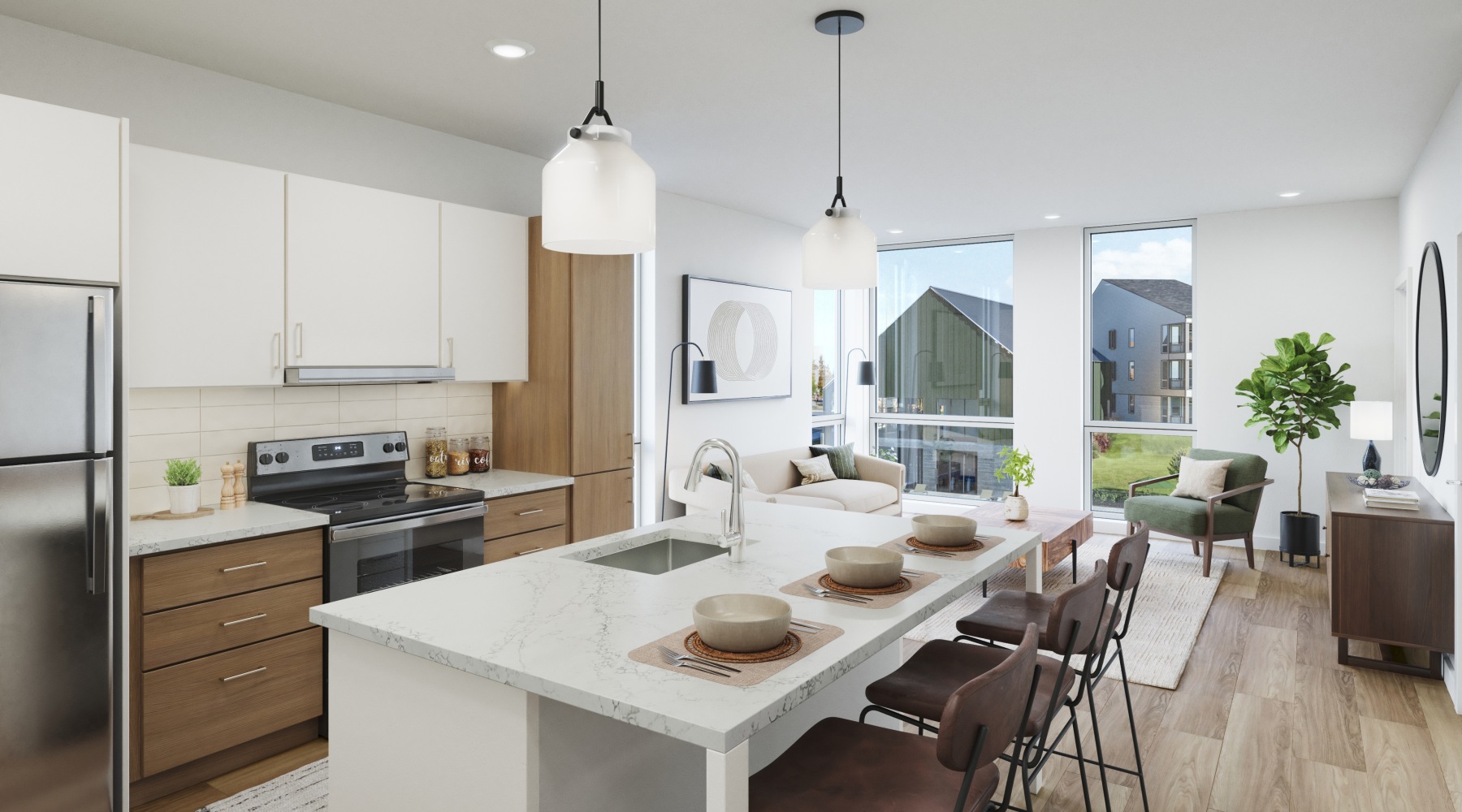 The Arden Two Bedroom Floor Plan Kitchen Rendering