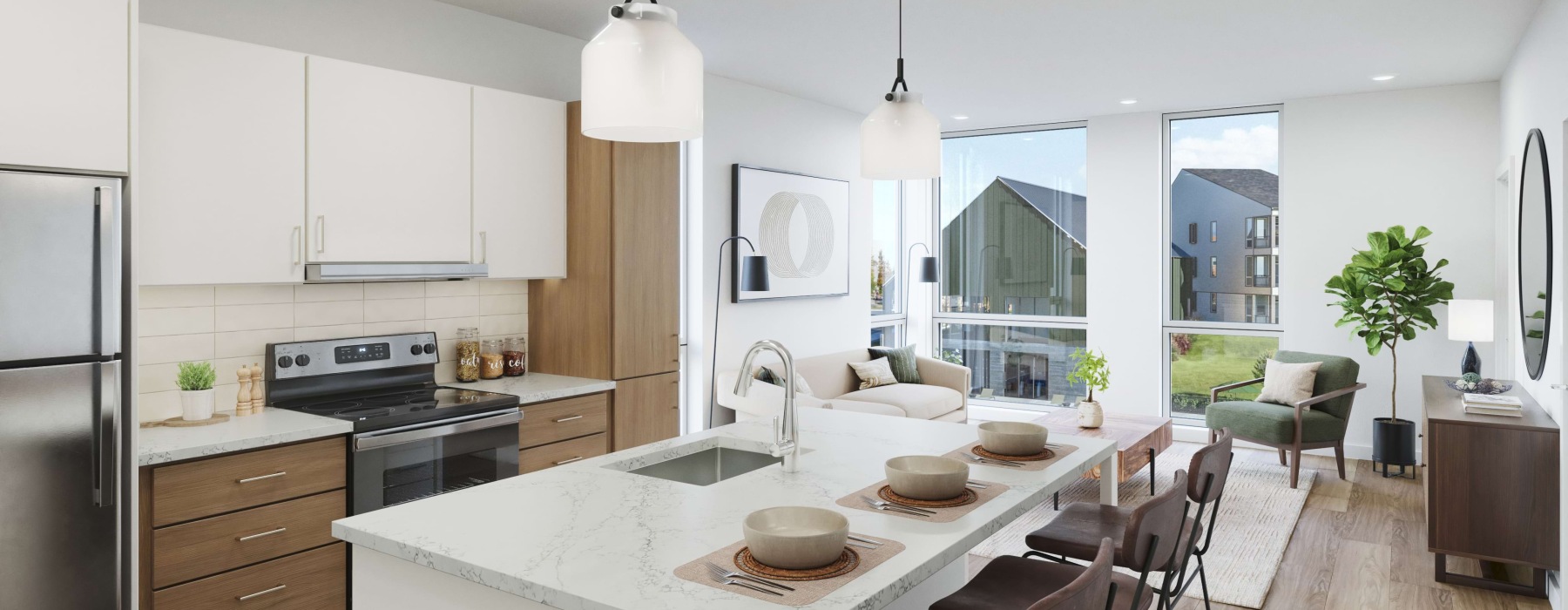 The Arden Two Bedroom Floor Plan Kitchen Rendering