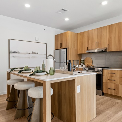 2-Bedroom Kitchen with Stylish High-End Upper Cabinetry